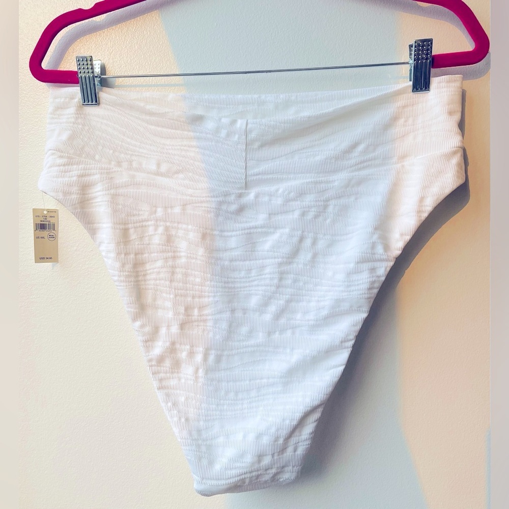 Aerie High Waisted Cheeky Jacquard Print Bikini Bottoms In White Size XL NWT - Picture 2 of 11